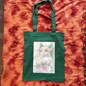 Sac din panza verde inchis cu model de zana - Artynos.ro