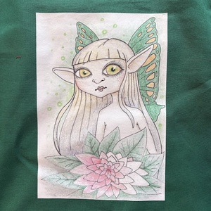 Sac din pânză verde închis cu model de zână - genți și portofele - geantă pentru cumpărături - totebaguri - Artynos.ro