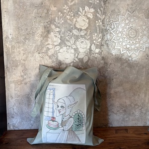 Sac din panza kaki cu model de fata gnom din Tarile de Jos, Genti si portofele, Geanta pentru cumparaturi, Totebaguri, Fotografie, grafica, desen, ilustratie, ARTYNOS