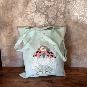 Sac din panza alb cu model de buburuza, Genti si portofele, Geanta pentru cumparaturi, Totebaguri, Fotografie, grafica, desen, ilustratie, ARTYNOS