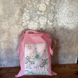 Sac de panza roz cu model de zana, Genti si portofele, Geanta pentru cumparaturi, Totebaguri, Fotografie, grafica, desen, ilustratie, ARTYNOS