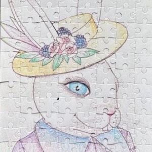 Puzzle magnet de frigider � Drăgălașă iepurașă de Paște - decor de sărbători - decorațiuni de paște - alte creații de paște - Artynos.ro