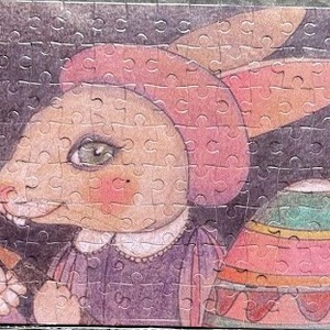 Puzzle magnet de frigider � Iepuraș de Paște cu ou încondeiat - decor de sărbători - decorațiuni de paște - alte creații de paște - Artynos.ro
