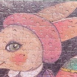 Puzzle magnet de frigider � Iepuraș de Paște cu ou încondeiat - decor de sărbători - decorațiuni de paște - alte creații de paște - Artynos.ro