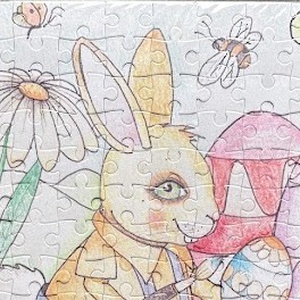 Puzzle magnet de frigider � Iepuraș care pictează ouă de Paște - decor de sărbători - decorațiuni de paște - alte creații de paște - Artynos.ro