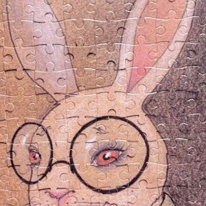 Puzzle magnet pentru frigider � Iepure de Paște cu ochelari - decor de sărbători - decorațiuni de paște - alte creații de paște - Artynos.ro