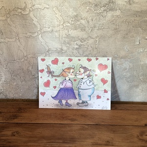 Carte postala � Cuplu de spiridusi de Valentin, Casa & Stil de viata, Produse de papetarie, Carti postale, Fotografie, grafica, desen, ilustratie, ARTYNOS