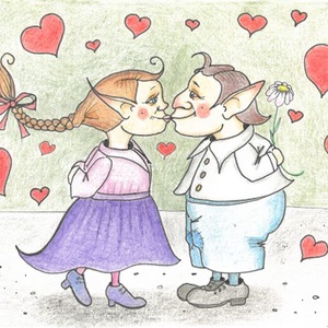 Carte poștală � Cuplu de spiriduși de Valentin - casă & stil de viață - produse de papetărie - cărți poștale - Artynos.ro