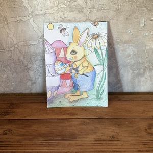 Carte postala � Iepuras care picteaza oua, Casa & Stil de viata, Produse de papetarie, Carti postale, Fotografie, grafica, desen, ilustratie, ARTYNOS