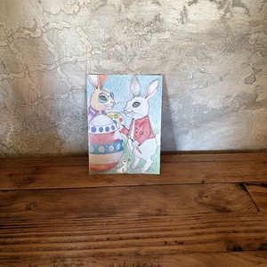 Carte postala � Iepurasi de Paste, desen realizat manual - Artynos.ro