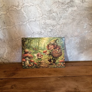 Carte postala � Fiinta fermecata culegand ciuperci in padure, Casa & Stil de viata, Produse de papetarie, Carti postale, Fotografie, grafica, desen, ilustratie, ARTYNOS