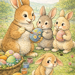 Carte poștală � Iepuraș de Paște și mica surpriză - decor de sărbători - decorațiuni de paște - alte creații de paște - Artynos.ro