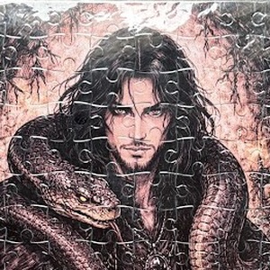 Puzzle magnet pentru frigider � Vrăjitor cu șarpe - casă & stil de viață - echipamente de bucătărie - decor de bucătărie - magneți de frigider - Artynos.ro