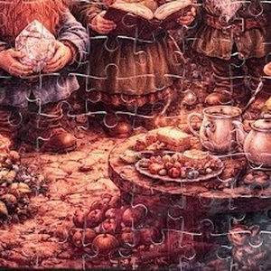 Puzzle magnet pentru frigider � Familia piticilor în căsuța lor - casă & stil de viață - echipamente de bucătărie - decor de bucătărie - magneți de frigider - Artynos.ro