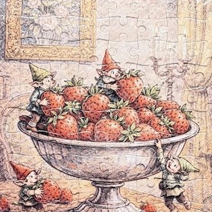 Puzzle magnet pentru frigider � Spiridușii hoți de căpșuni - casă & stil de viață - echipamente de bucătărie - decor de bucătărie - magneți de frigider - Artynos.ro