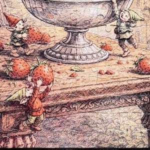 Puzzle magnet pentru frigider � Spiridușii hoți de căpșuni - casă & stil de viață - echipamente de bucătărie - decor de bucătărie - magneți de frigider - Artynos.ro