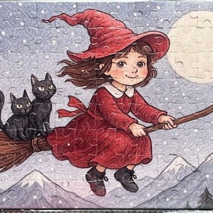 Puzzle magnet de frigider � Vrăjitoare mică zburătoare - casă & stil de viață - echipamente de bucătărie - decor de bucătărie - magneți de frigider - Artynos.ro