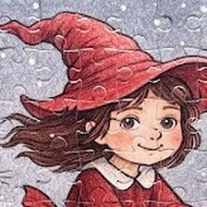 Puzzle magnet de frigider � Vrăjitoare mică zburătoare - casă & stil de viață - echipamente de bucătărie - decor de bucătărie - magneți de frigider - Artynos.ro