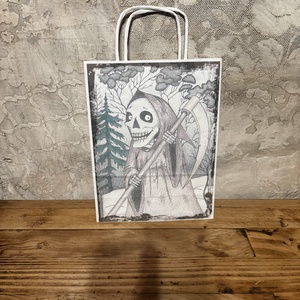 Punguta cadou � schelet jucaus cu coasa (Halloween), Accessorii si unelte, Hartie, Hartie decorativa, Fotografie, grafica, desen, ilustratie, ARTYNOS