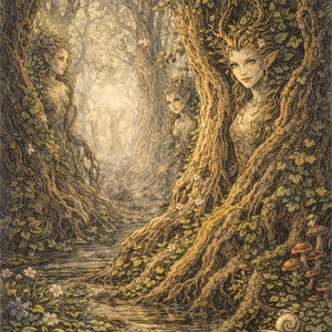 Geantă tote verde deschis cu ilustrație driada � design fantasy digital - genți și portofele - geantă pentru cumpărături - totebaguri - Artynos.ro