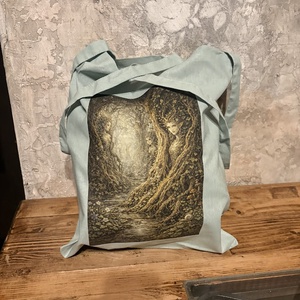 Geanta tote verde deschis cu ilustratie driada � design fantasy digital, Genti si portofele, Geanta pentru cumparaturi, Totebaguri, Fotografie, grafica, desen, ilustratie, ARTYNOS