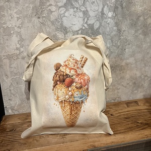 Geanta tote natur din panza cu ilustratie inghetata � design artistic digital, Genti si portofele, Geanta pentru cumparaturi, Totebaguri, Fotografie, grafica, desen, ilustratie, ARTYNOS