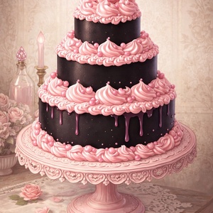 Geantă tote neagră din pânză cu ilustrație tort � design artistic digital - genți și portofele - geantă pentru cumpărături - totebaguri - Artynos.ro