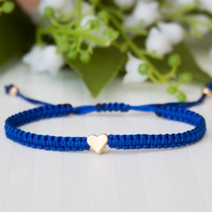 Brățară macramé împletită - Hearts blue/gold -  - Artynos.ro