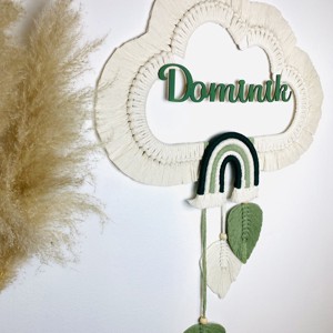Nor macramé personalizat, curcubeu si frunze decor de perete (mare) - boyish, , , ARTYNOS