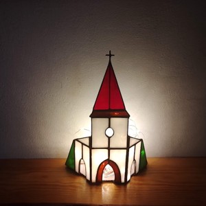 Biserică Tiffany Suport Lumânare - accesorii de crăciun - decorațiuni de crăciun de casă - lumânare parfumat de crăciun, suport lumânări - Artynos.ro