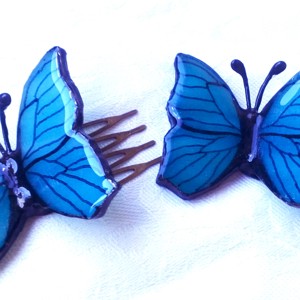 Cataramă de pieptene cu albastru Azure fleck 2 bucăți - îmbrăcăminte și modă - accesorii păr - clemă de păr și ac de păr - Artynos.ro