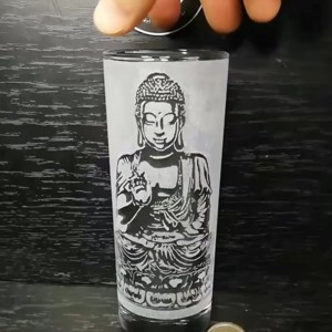 Pahar de sticla cu model Buddha , , , ARTYNOS