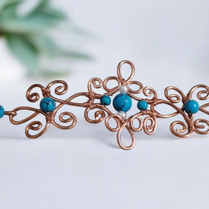 Bratara cupru cu turcuaz, Bijuterii, Bratari, Bratari impletite, , ARTYNOS