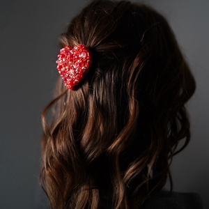 Clama de par in forma de inima, Îmbrăcăminte și modă, Accesorii păr, Accesorii de păr, Broderie, Cusătură, ARTYNOS