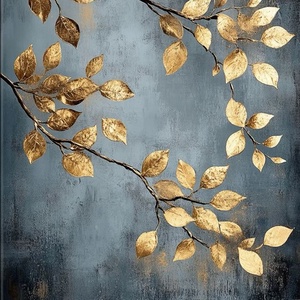 Pictura in ulei cu frunze de aur, Arte vizuale si accesorii , Picturi, Pictura in ulei, Fotografie, grafica, desen, ilustratie, Obiecte pictate, ARTYNOS