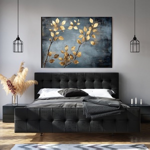 Pictură în ulei cu frunze de aur - arte vizuale și accesorii  - picturi - pictură în ulei - Artynos.ro