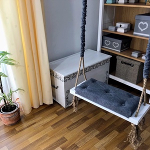 Leagăn alb cu tapițerie gri pentru adulți - casă & stil de viață - accesorii pentru casă și grădină - mobilier și bănci de grădină  - Artynos.ro