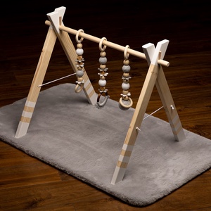  Baby gym - alb - Centru de activitate din lemn pentru bebeluși  - jucării și echipamente pentru copii - jocuri de mișcare - Artynos.ro
