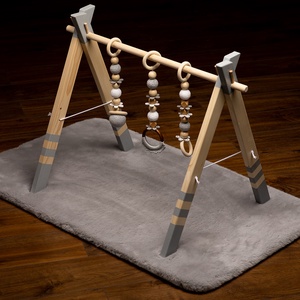  Baby gym - gri - Centru de activitate din lemn pentru bebeluși  - jucării și echipamente pentru copii - jocuri de mișcare - Artynos.ro