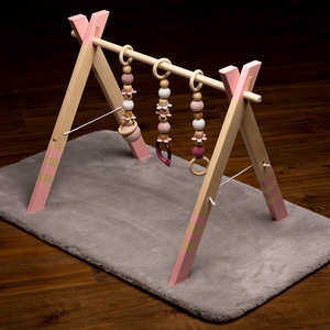  Baby gym - roz - Centru de activitate din lemn pentru bebeluși  - jucării și echipamente pentru copii - jocuri de mișcare - Artynos.ro