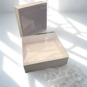 Cutii cadou handmade 8x8x4 cm cu capac transparent ,ambalaje elegante pentru marturii, cadouri , 50buc - Artynos.ro