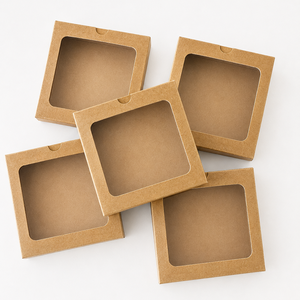 Cutii cadou handmade 7x7x1.5 cm � elegante, cu capac fereastra / 50buc, Casa & Stil de viata, Organizare & Depozitare, Cutie depozitare, Arta de hartie, ARTYNOS
