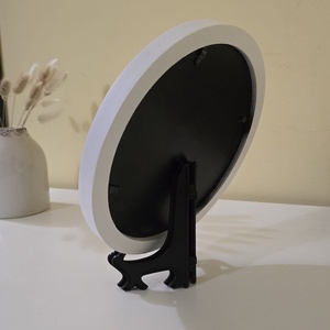 Tablou rotund cu flori naturale conservate, ramă albă și sticlă acrilică bombată - casă & stil de viață - decorațiuni de casă - decorațiuni de pereți - tablou cu licheni - Artynos.ro