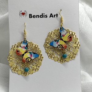 cercei handmade unicat - pictati manual  - bijuterii - cercei - cercei și ornamente pentru urechi - Artynos.ro