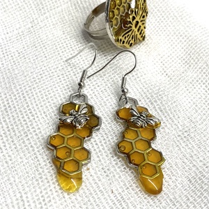Set bijuterii handmade unicat din rasina - albine, Accesorii nuntă, Bijuterii mireasă, Set bijuterii de mireasă, Confecționarea bijuteriilor, ARTYNOS