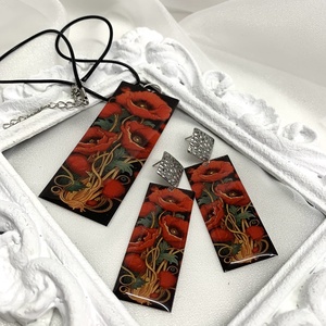  Set bijuterii handmade unicat din rasina - maci, Bijuterii, Seturi de bijuterii, Confecționarea bijuteriilor, ARTYNOS