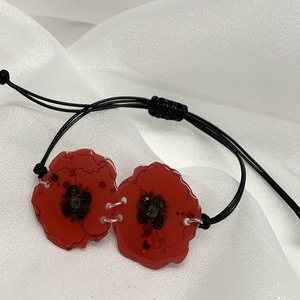 Set bijuterii handmade unicat din rasina - maci - accesorii nuntă - bijuterii mireasă - set bijuterii de mireasă - Artynos.ro
