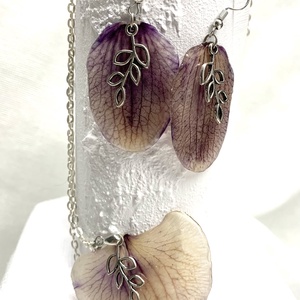 Set bijuterii handmade unicat din rasina si orhidee naturale 00774   - accesorii nuntă - bijuterii mireasă - set bijuterii de mireasă - Artynos.ro
