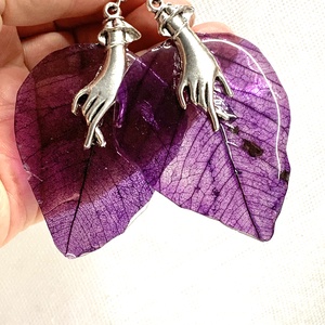 Cercei handmade unicat din rasina si frunze naturale - Artynos.ro
