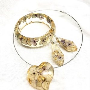 Set bijuterii handmade unicat din rasina si flori naturale, Accesorii nuntă, Bijuterii mireasă, Set bijuterii de mireasă, Confecționarea bijuteriilor, ARTYNOS